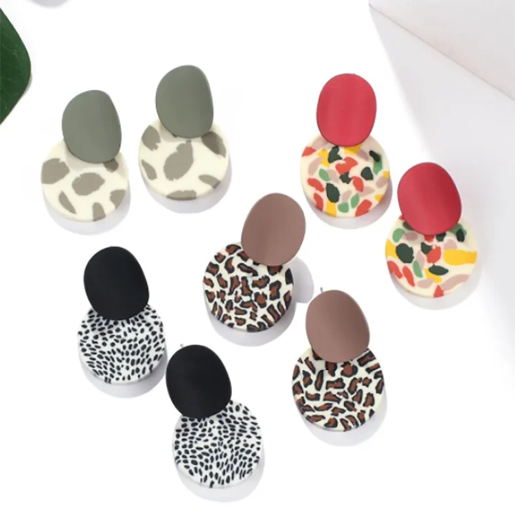 

2023 Cute Trendy Multi-color Round Pendant Dangle Earrings Polymer Clay Drop Earrings for Women