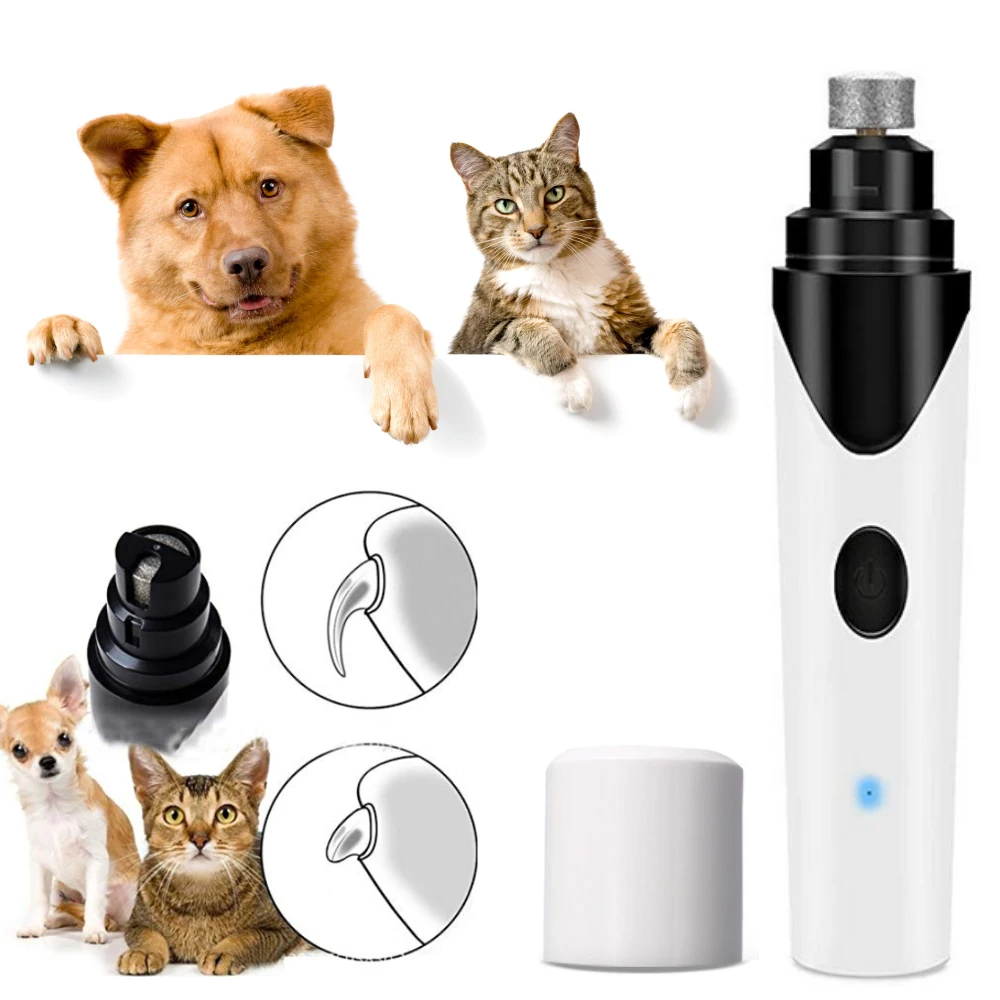 

Painless Cat Dog Nail Clippers Electric Nail Cutter Pet Nail Grinder Grooming Trimmer Accessories USB Rechargeable, White