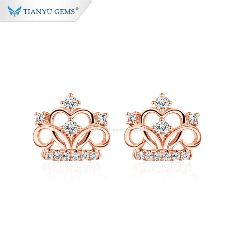 

Tianyu Gems Gold Jewelry Earring DEF White Moissanite 14K Rose Gold Stud Earrings