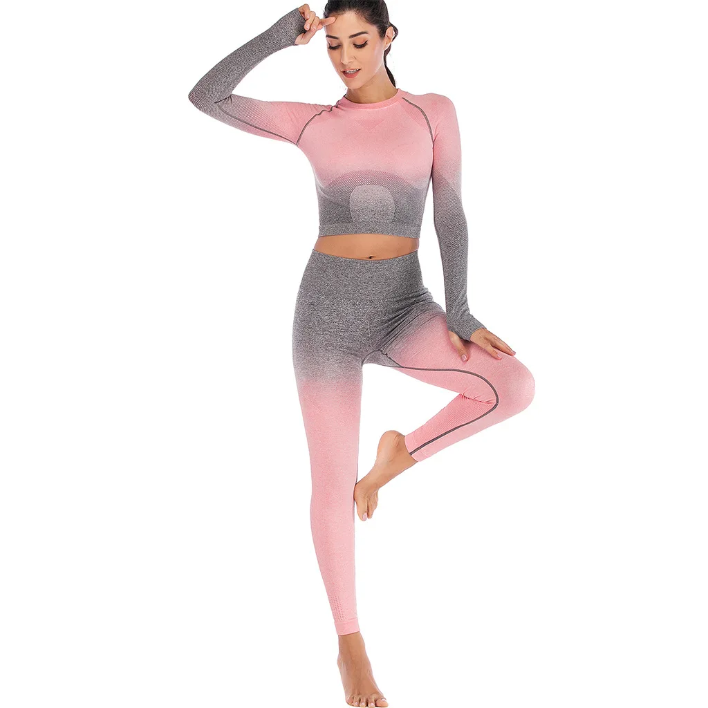 

YG-002 Fashion Women Yoga Pants Tie-Dyes print long sleeve Crop top with leggings Suit Sport Wear fall winter