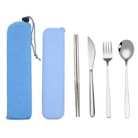 

Korean Style Reusable Stainless Steel 304 Fork Spoon Chopsticks Knife Cutlery Set