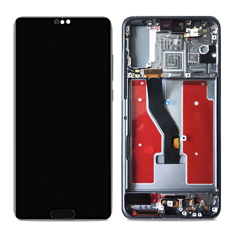 

6.1" LCD Display With Touch Screen Digitizer With Frame For Huawei P20 Pro CLT-L09 CLT-L29 CLT-AL00 AL01 AL00L With Fingerprint, Silver/black/pink