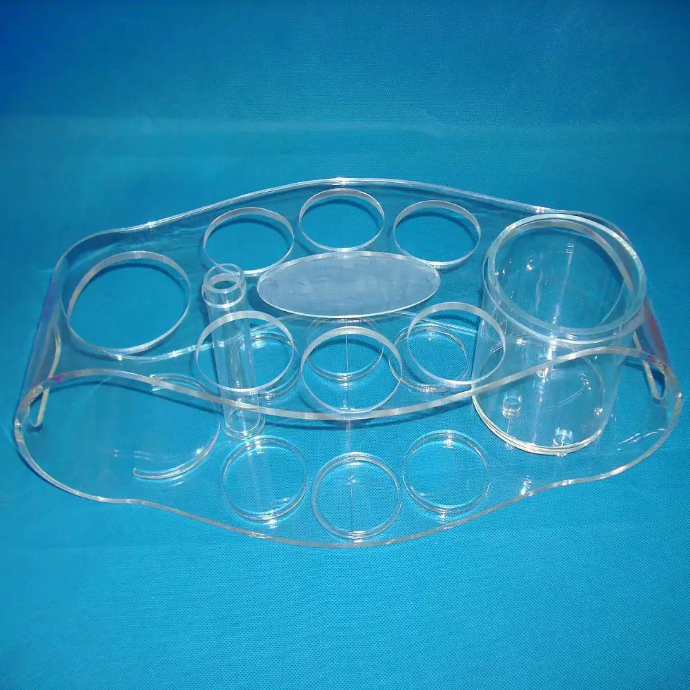 

Custom Restaurant beverage serving acrylic tray, Clear