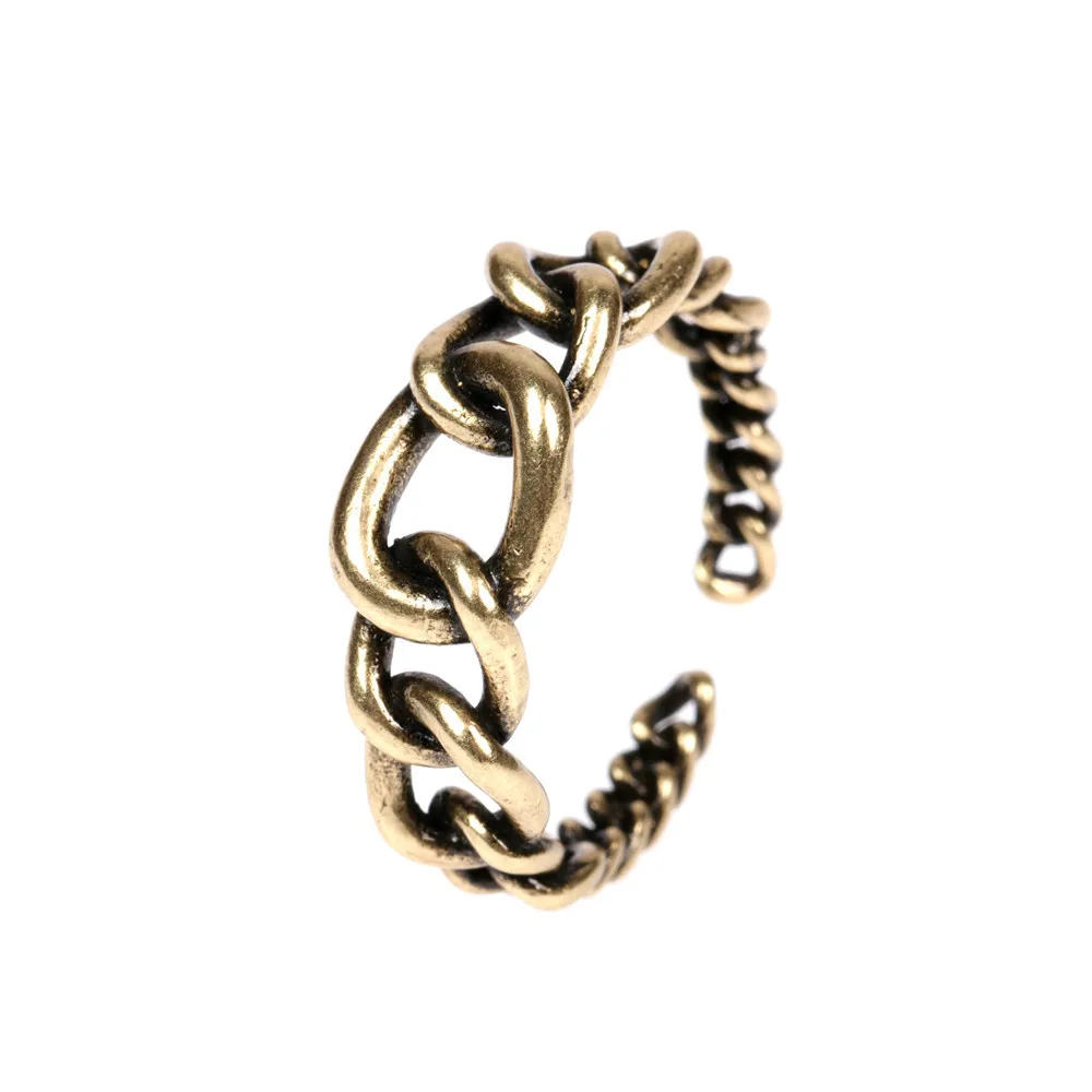 

Retro Design Jewellery 18K Gold Plated Number 8 Shaped Cuff Openings Ring Miami Cuban Link Chain Ring