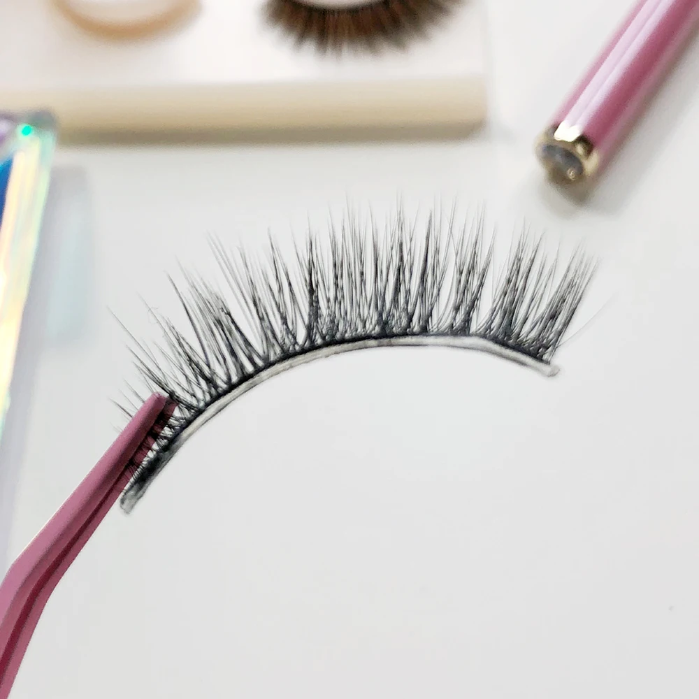 

Reusable self adhesive eyelashes Synthetic Hair eyelashes no need glue Japan Pre-glued Eyelashes, Natural black