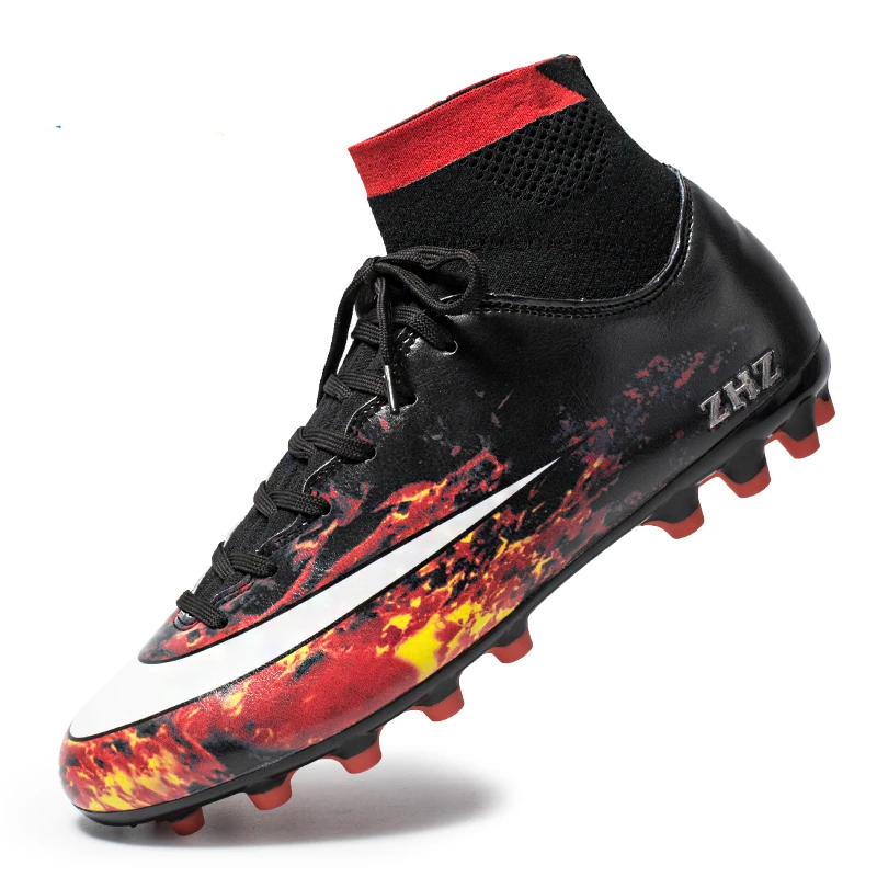 

2019 High Ankle China Wholesale AG Training Fashion Breathable Chuteira Soccer Shoes Men Football Boots, Red