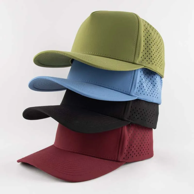 Factory Outdoor Men Adjustable Blank Plain Custom Logo Baseball Cap Waterproof Laser Drilling Logo