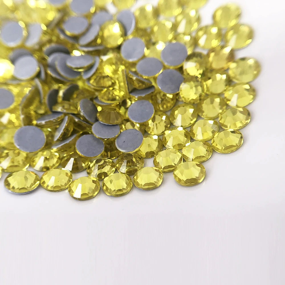 

best quality Citrine nail art crystal glass hot fix korean rhinestone wholesale