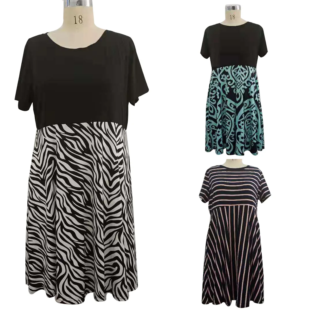 

Cotton A-line Striped Printing Chiffon Woman Dress Summer Dresses Plus Size Women Clothing Maxi Casual Dress