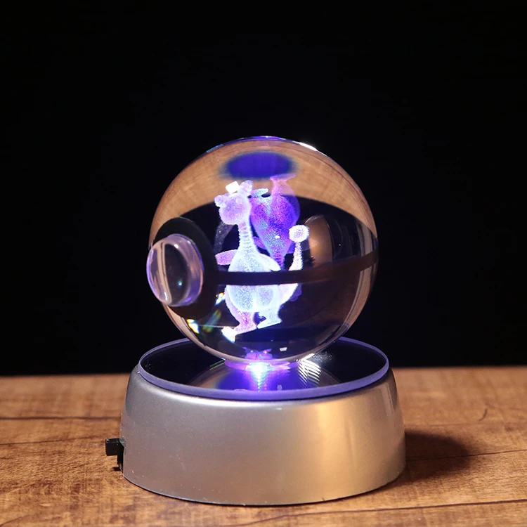 

Customized 3d laser engraved ampharos crystal k9 ball for gift