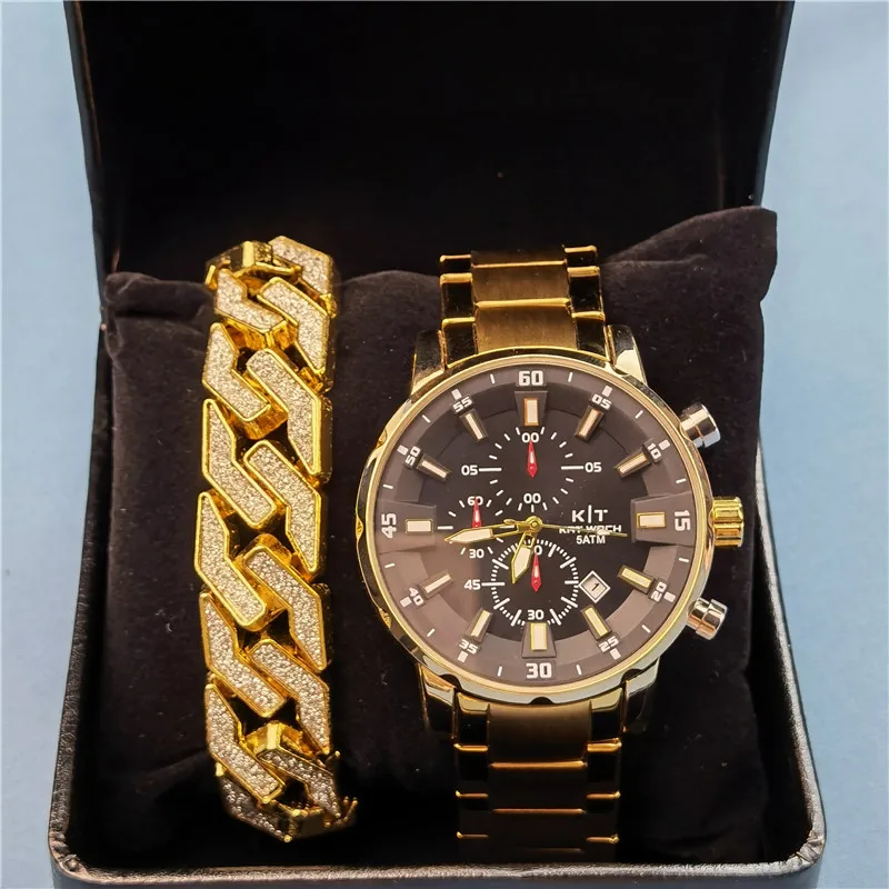 

new brand Gold wrist watch For Men male black waterproof student locomotive trend men's casual quartz watch