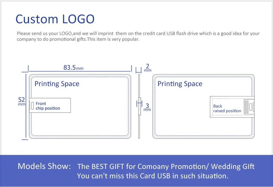 Customized Logo Pattern Business Credit Card Shaped 64gb Usb Storage Usb Hard Flash Driver Drive - ANKUX.COM