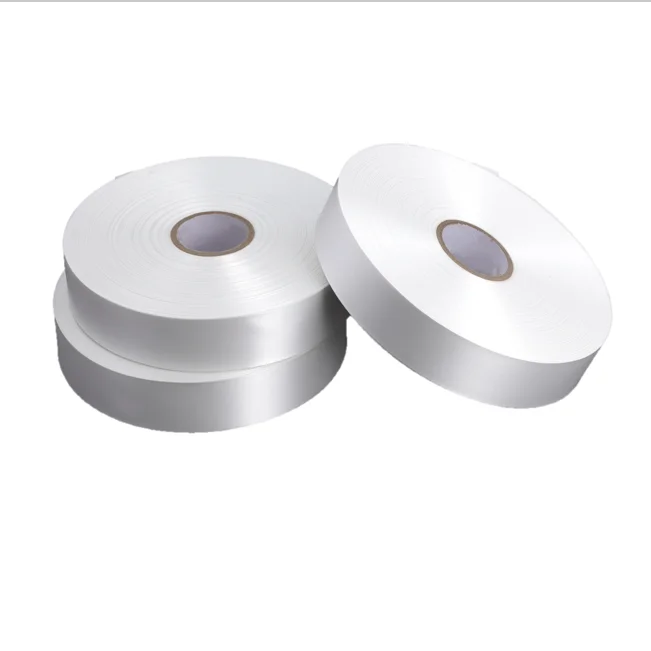

China manufactory 30mm*200mtrs Polyester Satin Ribbon Roll, White/offwhite/black
