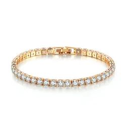 Wholesale 4mm Ice Out Zubic Zirconia Bracelet Fashion Luxury CZ Zircon Tennis Bracelet Bangle Gold Plated Jewelry for Women 2021