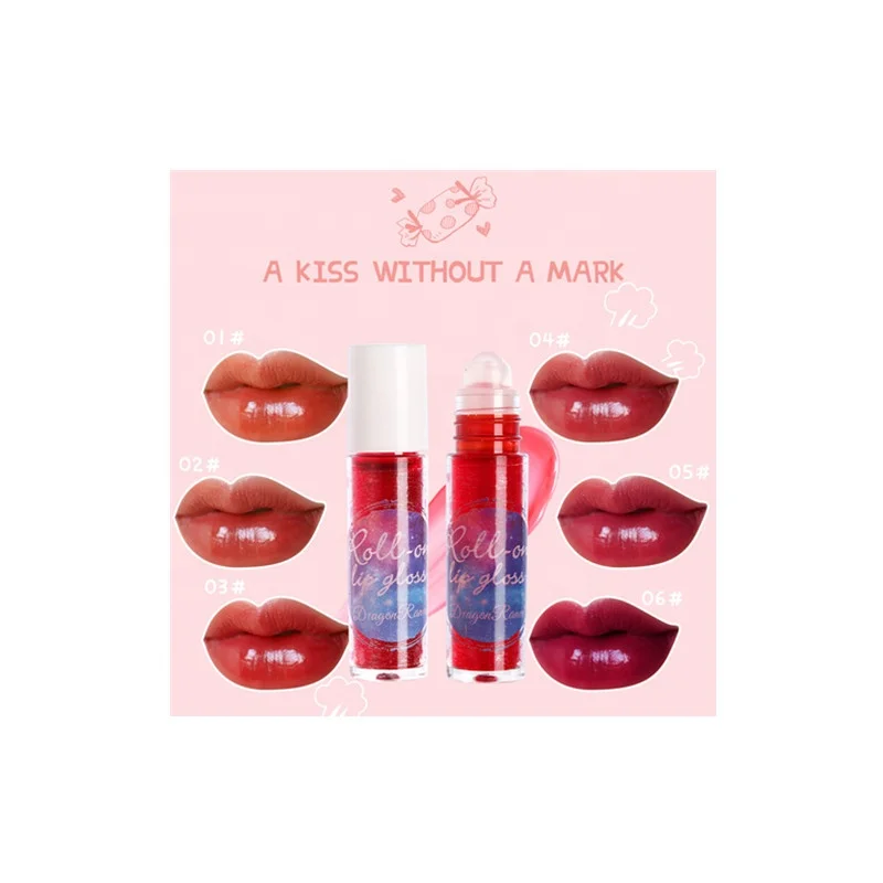 

6 Colors Roll-on Lip Glaze Matte Moisturizing Lipgloss Liquid Female Lasting Not easy to Decolorize Lipstick, As picture shown