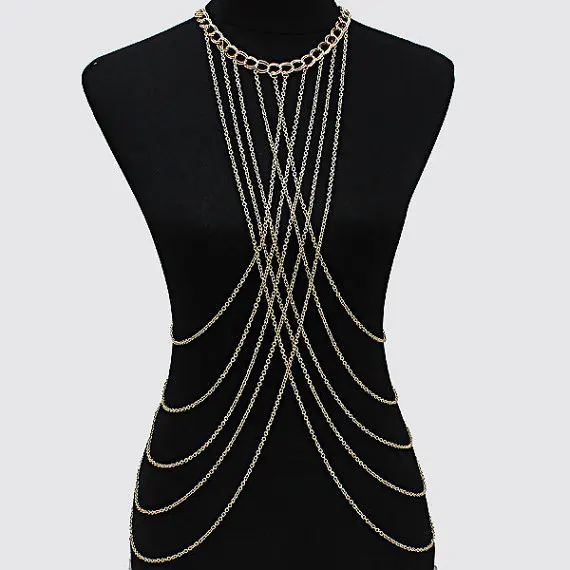 

Fashion Body Chains Statement Body Chain Jewelry Cross for Women Beach Body Accessories, Gold color