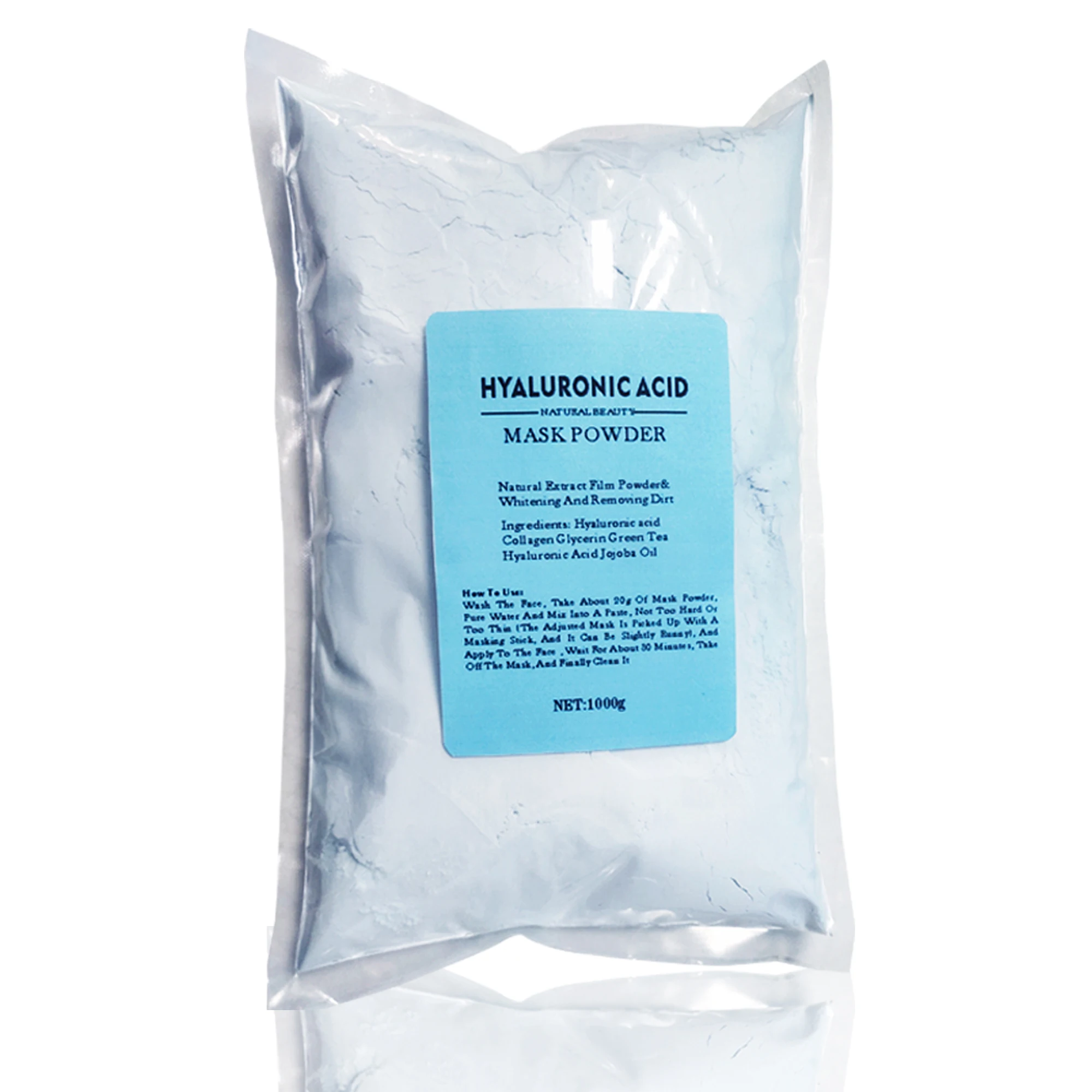 

OEM Private Label Hyaluronic Acid Facial Mask Powder Moisturizing Whitening Mask Powder Anti-Wrinkle Hydrojelly Mask Powder, Blue