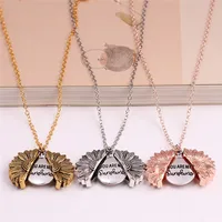 

Wholesale Creative Alloy Sunflower Silver Text Core Pendant Necklace for Men and Women