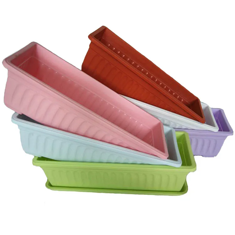 

Hot Sell Colorful Vegetable Planter Balcony Basin Rectangular Plant Pots Plastic, As picture or customized