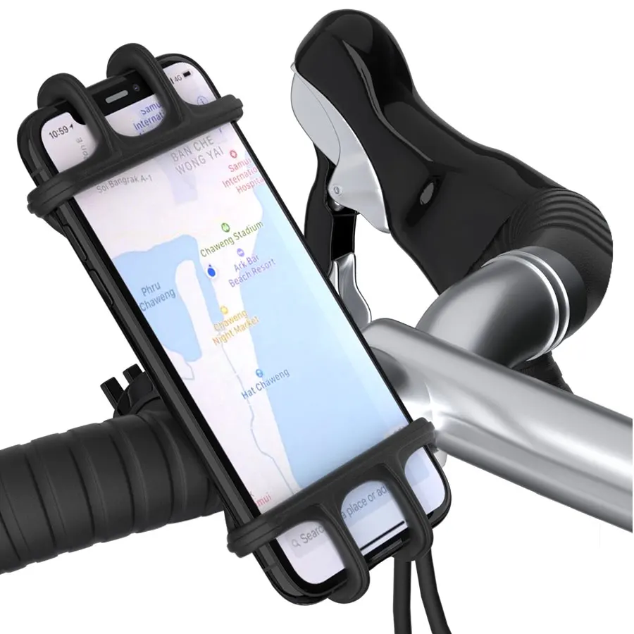 

Soomfon bicycle phone holder silicone universal motor bike mount holder mobile phone stand, Black