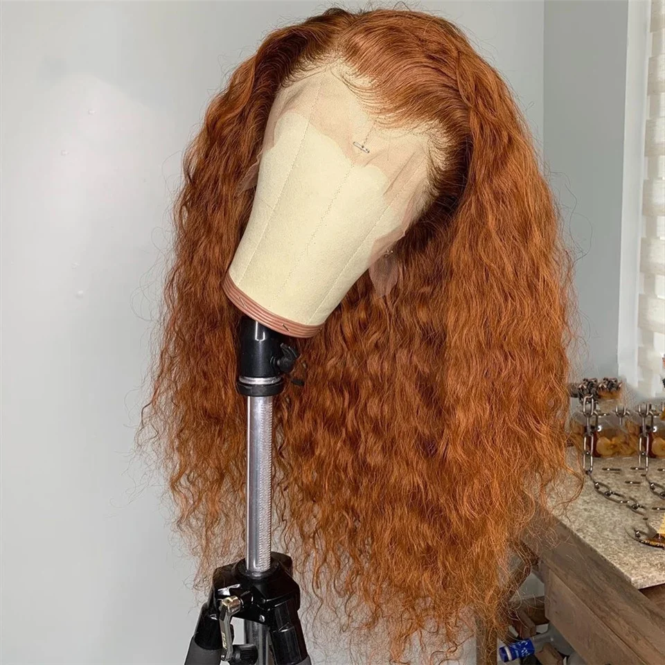 

Pre Plucked Orange Ginger Deep Curly Virgin Brazilian Full Cuticle Aligned Human Hair Lace Front Wigs For Black Women