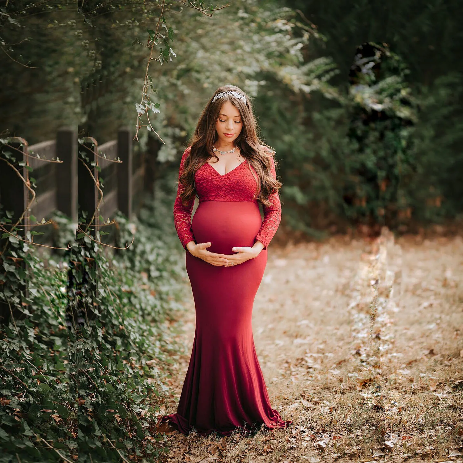 

Lace Off Shoulder Maxi Photoshoot Gown Maternity Dress for Pregnant Women Photography