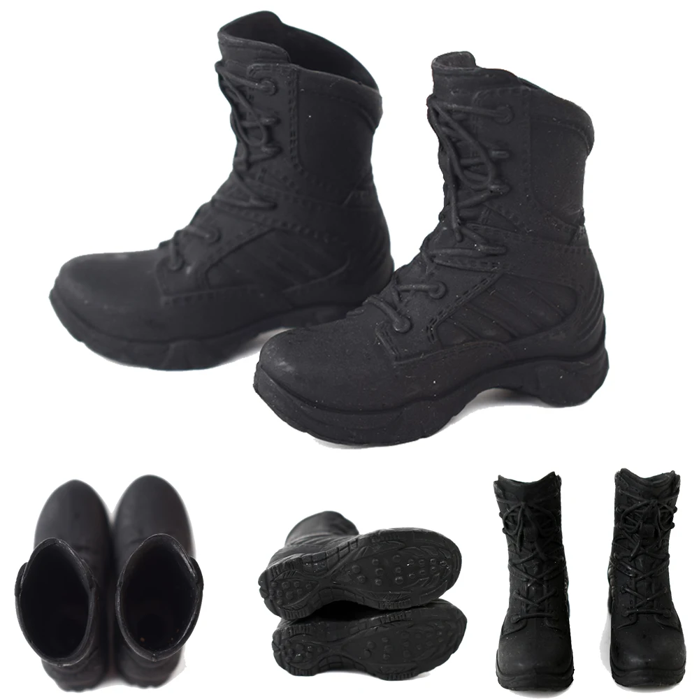 

Vstoys 1/6 Policewoman Combat Boots Soldier Doll Female Black Shoes Fit Detachable feet Body Figure