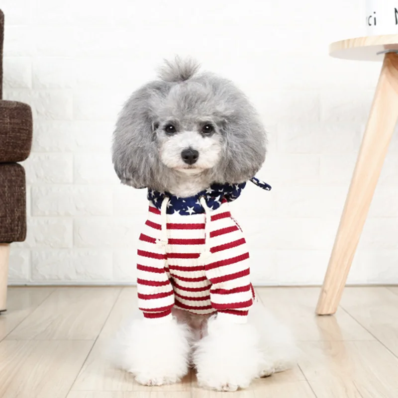 

OEM &ODM Fashion Small Pet Dog Striped Knitting Core Yarn Hoodie Dog Sweater, As photo or customized
