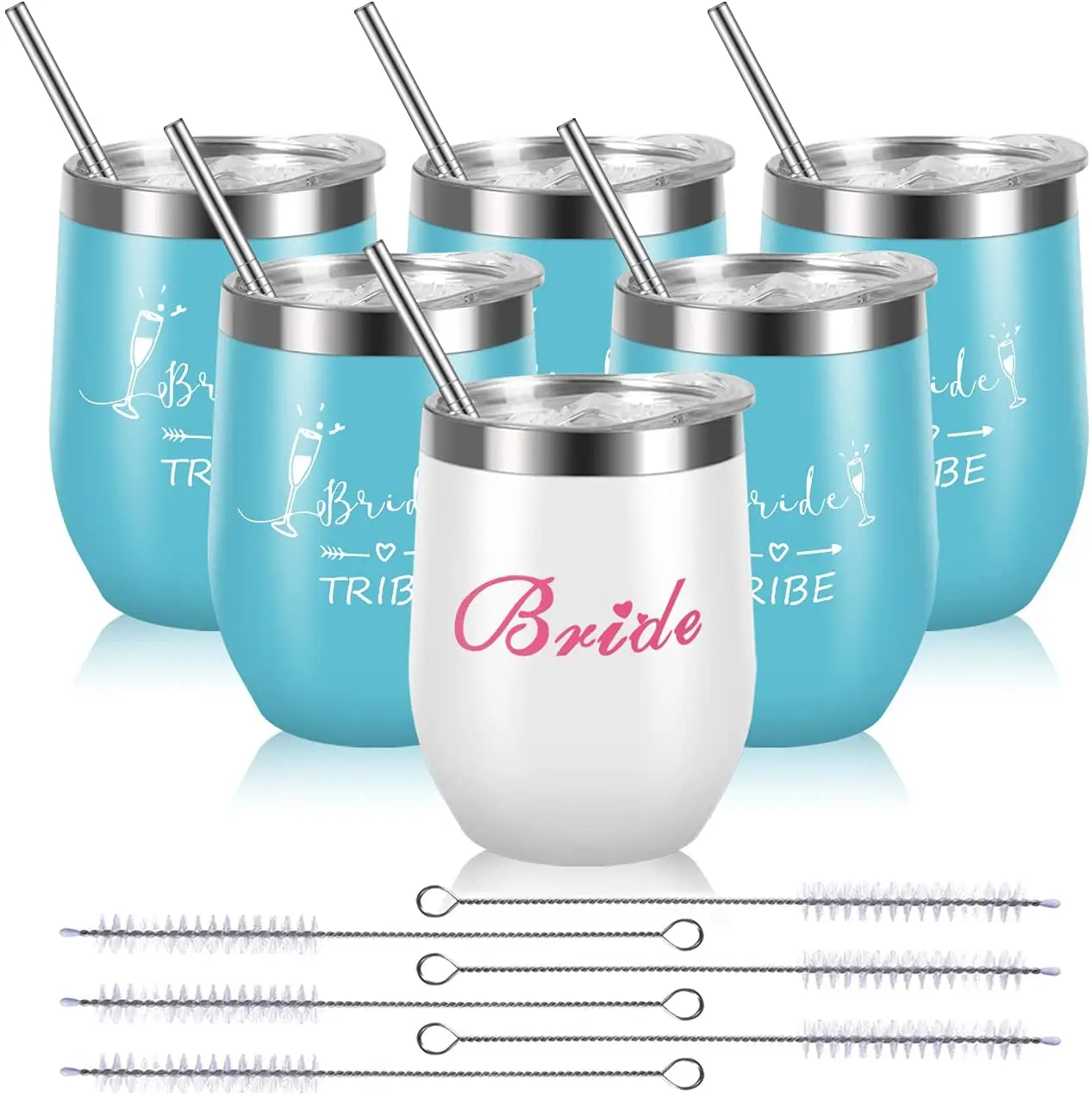 

New product Bride Tribe Stainless Steel Wine Tumblers Bridesmaid Tumbler Engagement Wine Cups 6 Set Bridesmaid Proposal Gifts, Picture