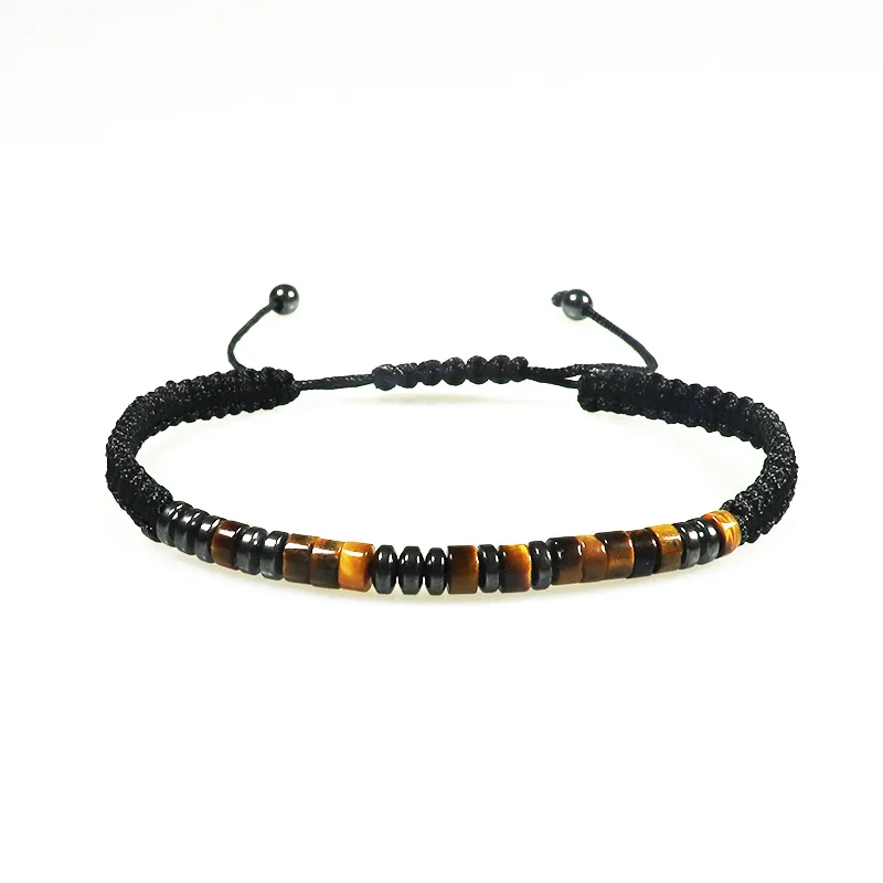 

Natural Stone Obsidian Black Rope Braided Morse Code Friendship Bracelet For Couple Valentine's Day Jewelry