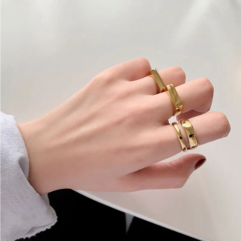 

Minimalist Silver 925 Ring Irregular Gold Plated Jewelry Wholesale Finger Rings
