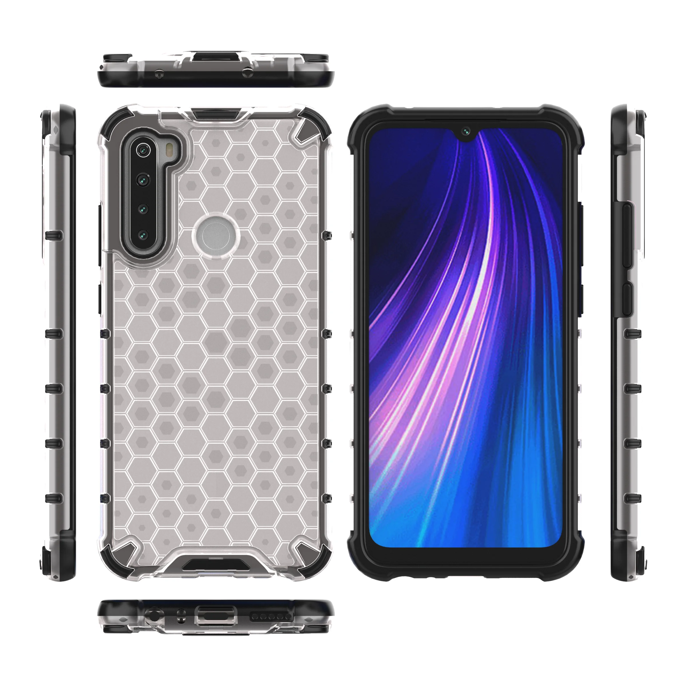 

Honeycomb clear tpu pc back cover for Redmi note 8,ultra thin phone case for Redmi note 8