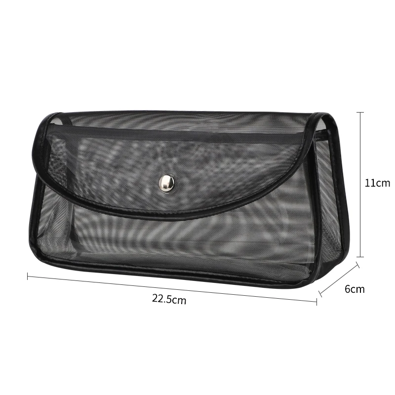 

High quality organic eco friendly wholesale travel mesh makeup sponge bag nylon custom black mesh cosmetic bag