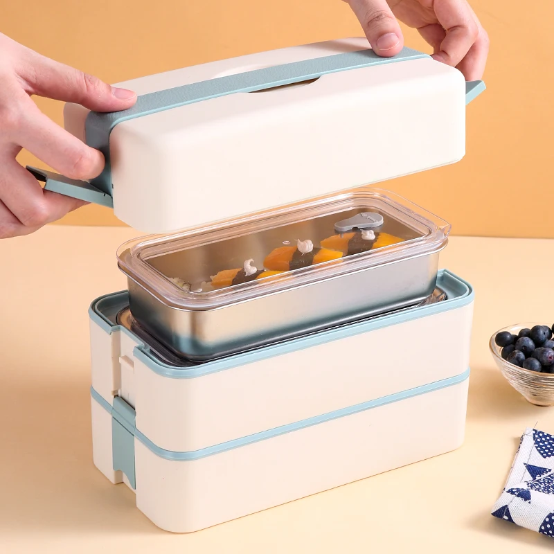 

Best Selling Storage Lunch Box School Double Layer Bamboo Kids Flask Food Container