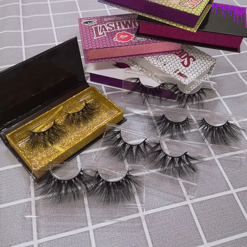 

25mm 3d eyelashes 100% reall mink eyelash extensios wholesale vendor false eyelash vendor customized boxes 5d full strip lashes, Black