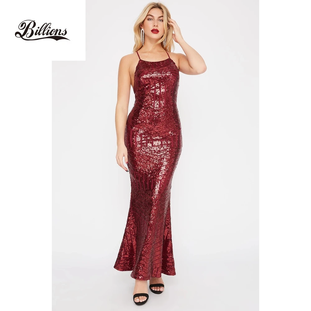 

Sequin Cross Back Maxi Hammock Sexy Dress