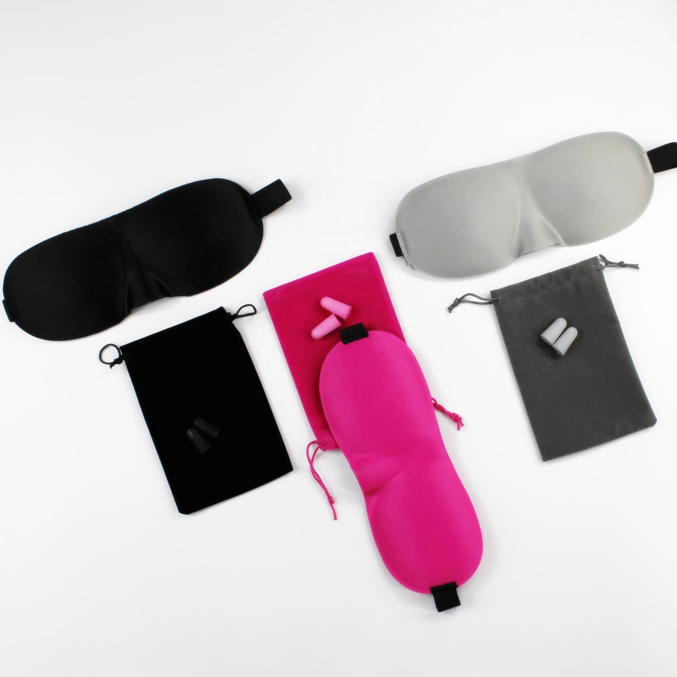 

EASETRIP sleep travel kit 3D sleepmask soft sleep eye mask comfortable Blindfold eyemask with ear plug set, Black ,pink ,grey