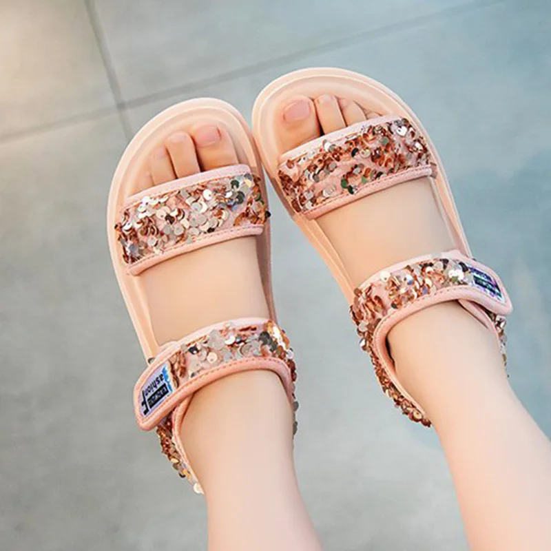 

B Cassual Sequins Kid Girls Sandals Baby Children Sandals Shoes Gril Beach Boys Sandals For Teen Fashion Unisex Sport Shoes