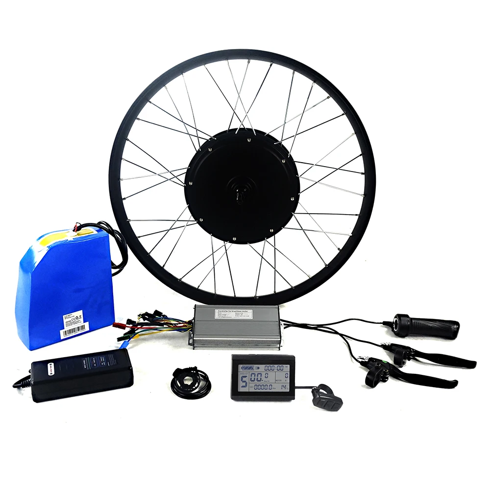 

Greenpedel 3000W big power motor electric bicycle conversion kit with rack lithium battery, Silver/ black