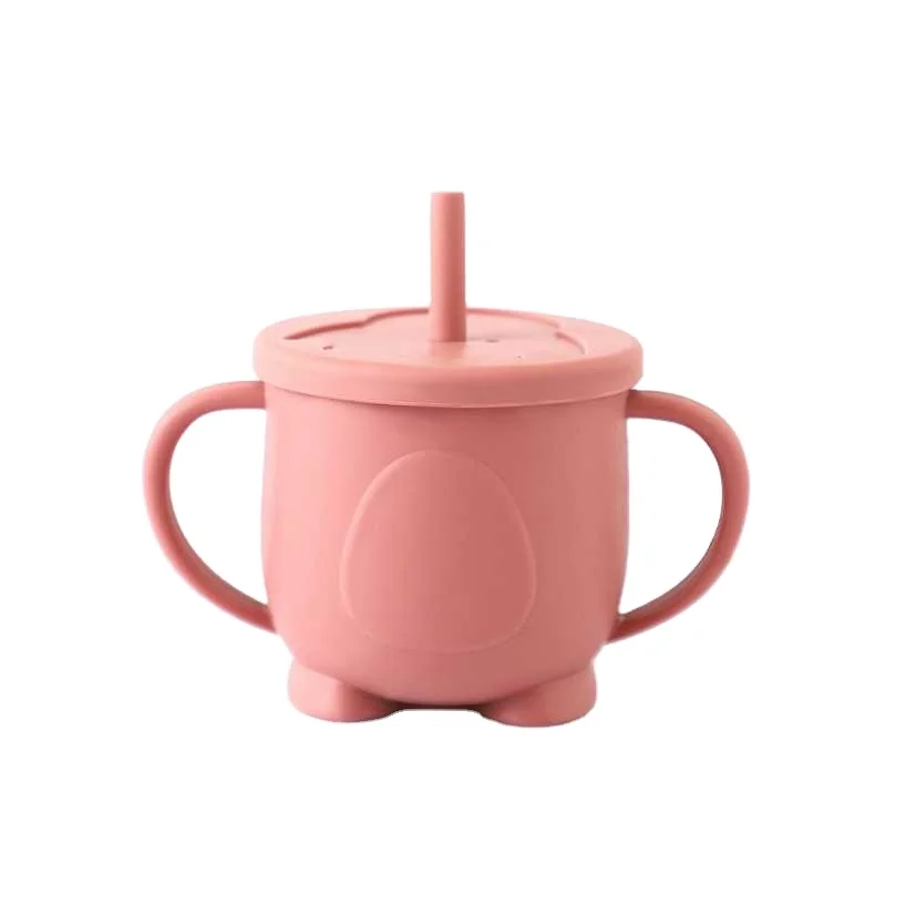 

Factory Price Direct Sales Wholesale Cute Silicone Cup With Straw Sippy Handle Mini Tod Drinking Mug Silicone