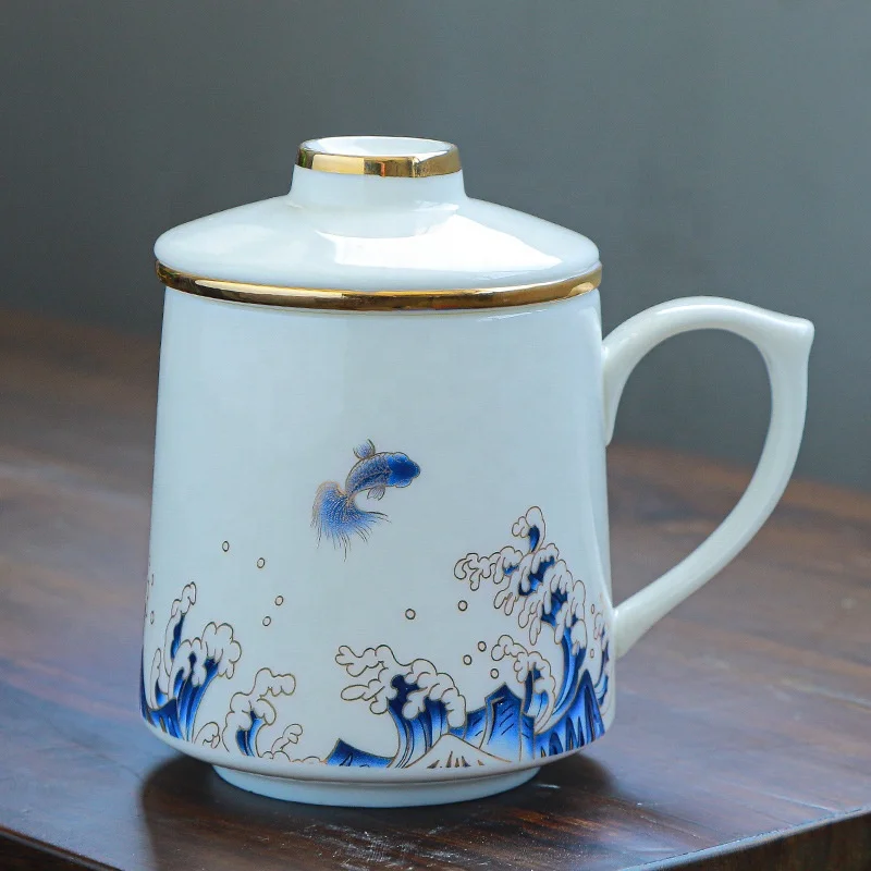 

Hot-selling Chinese Style Filtered Mug Ceramic Tea Cup, Full decal