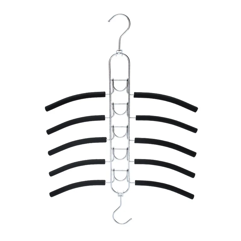 

boutique non slip 5 layer multifunctional metal magic hooks for clothes hangers, Black+silver or customized