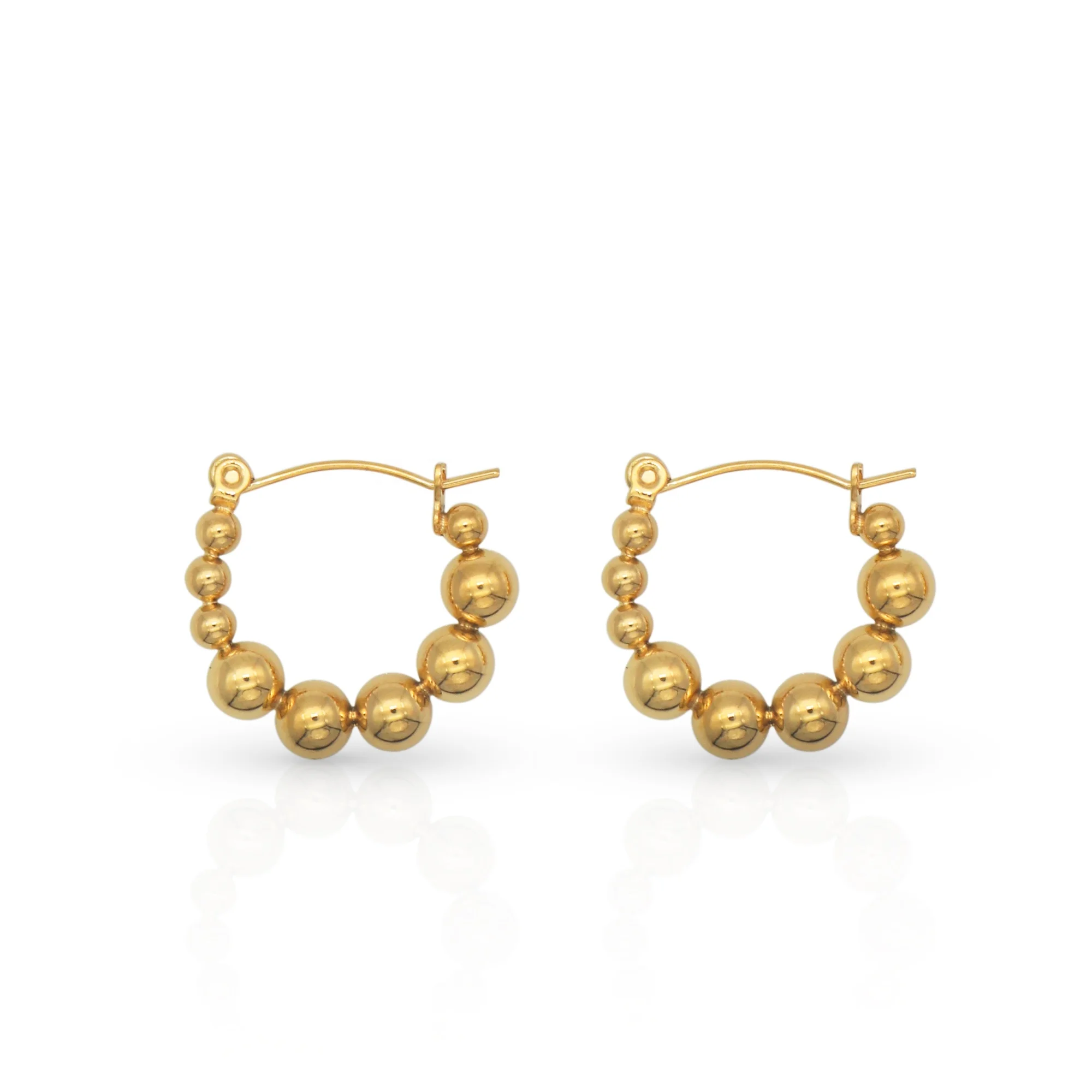 

Chris April in stock fashion jewelry 316L stainless steel PVD gold plated non-tarnish beads hoop earrings