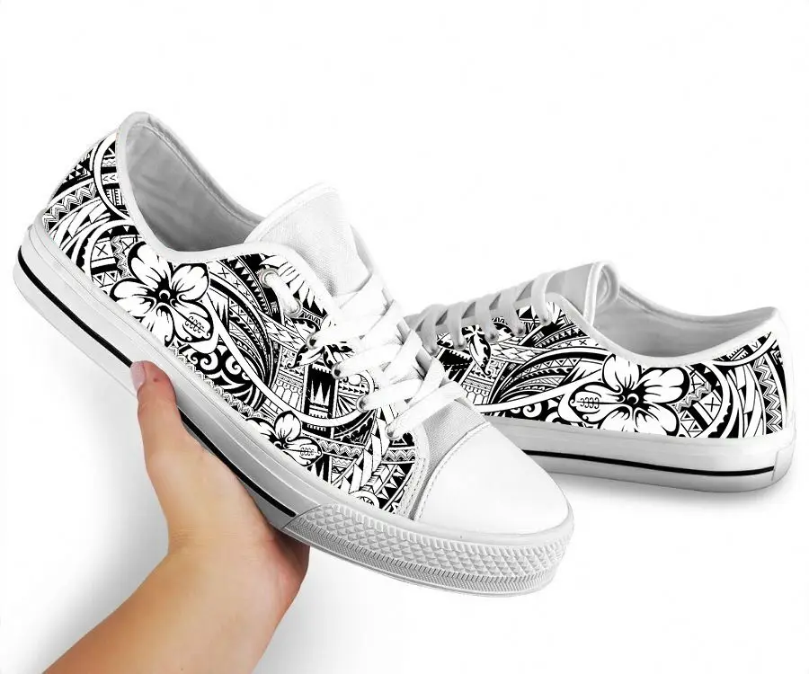 

Polynesia Floral Traditional Tribal Plumeria Pattern Women Low Top Canvas Shoes Factory 1 Pair Drop Shipping Wholesale Sneakers, As image shows