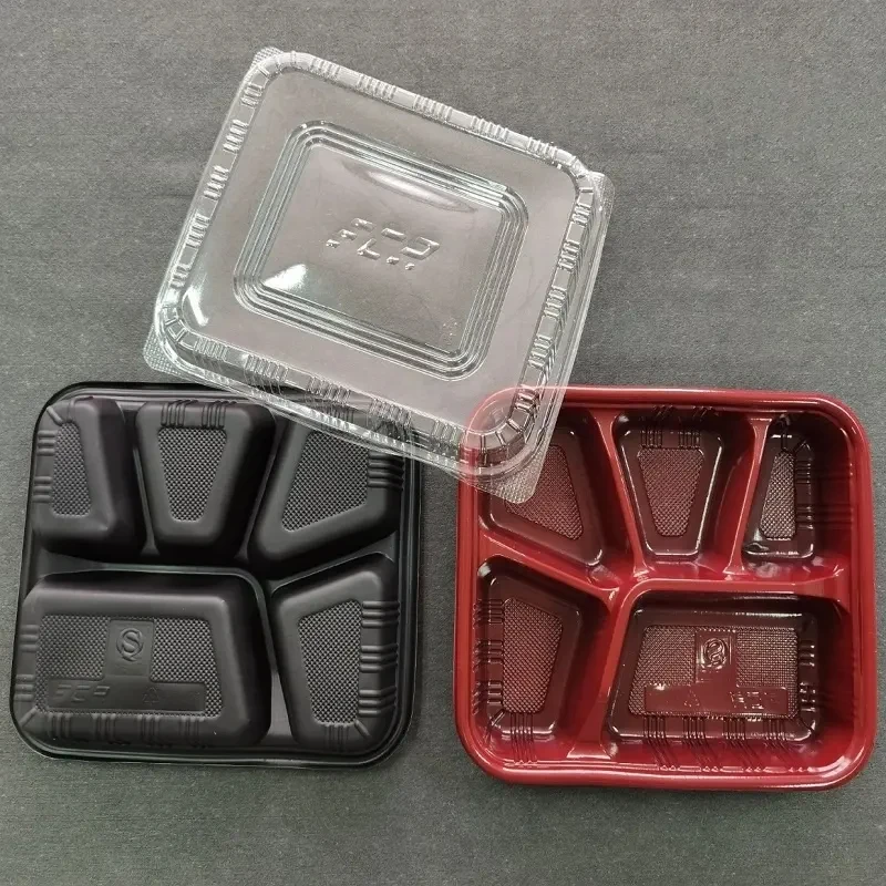 

4 Compartment Disposable Biodegradable Take Away Divided Plastic Stackable Microwave Transport Lunch Box Food Container
