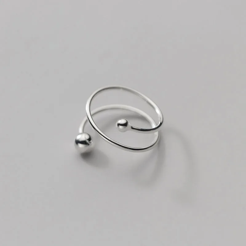 

Hot Sale 925 Sterling Silver Smooth Ball Layer Finger Rings For Women Jewelry Gifts