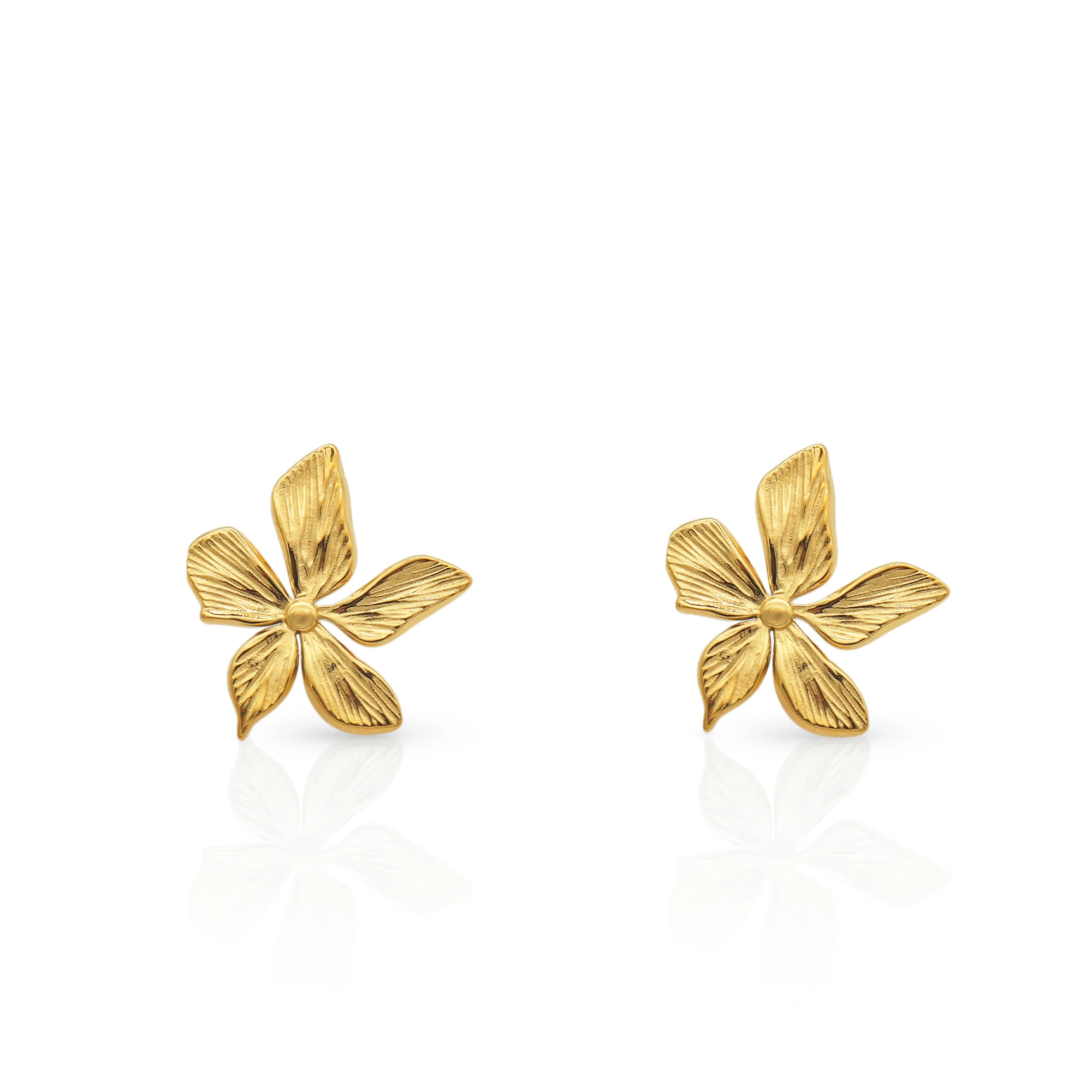 Chris April fashion jewelry 316L Stainless Steel PVD plated vivid flower stud earrings