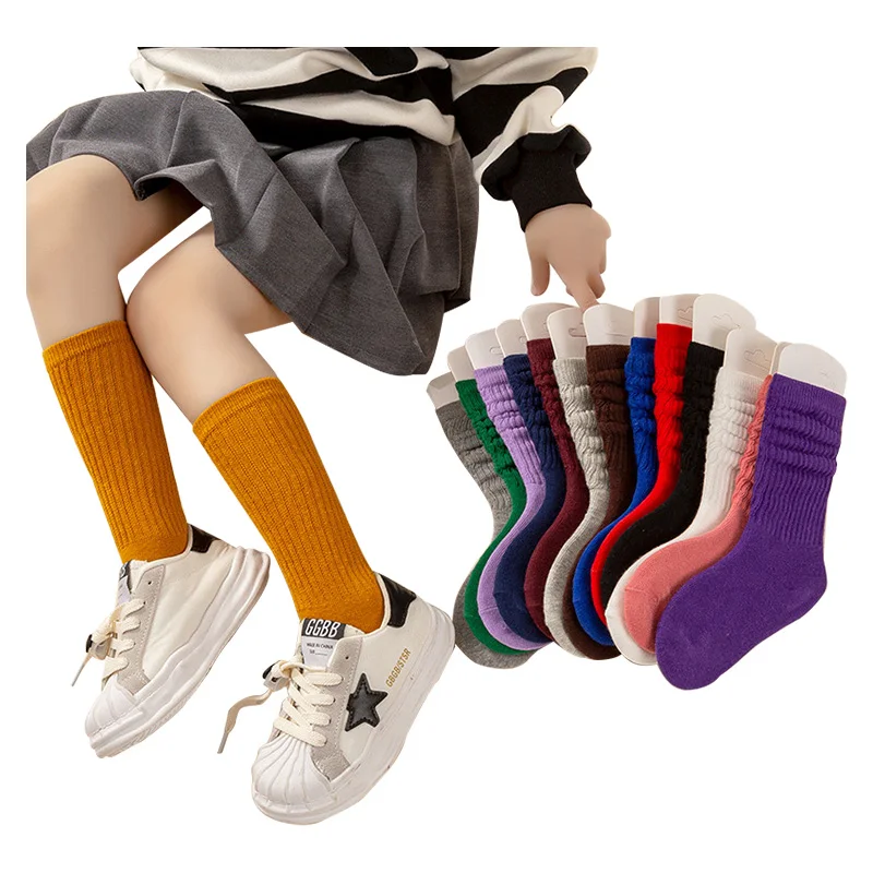 

Hot Sale Toddler Baby Extra Long Cotton Scrunch Socks Colorful Kids Girls Slouch Socks