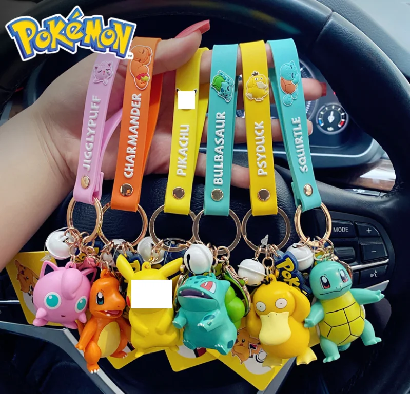 

Free Shipping Anime hot game Pokemon Keychain kids Toys Bulbasaur Squirtle key chain Women Bag Decorations, Colorful