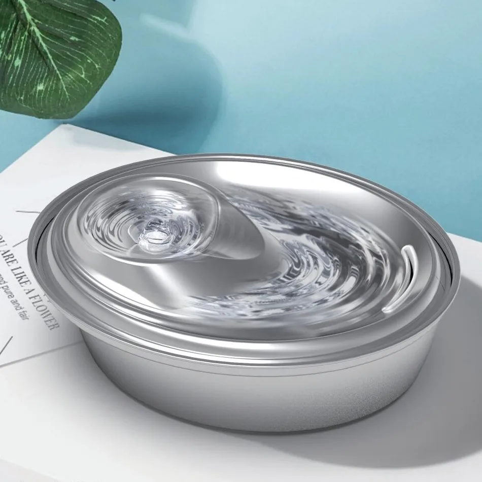 

2 L automatic flowing stainless steel pet dog bowls cat water fountain